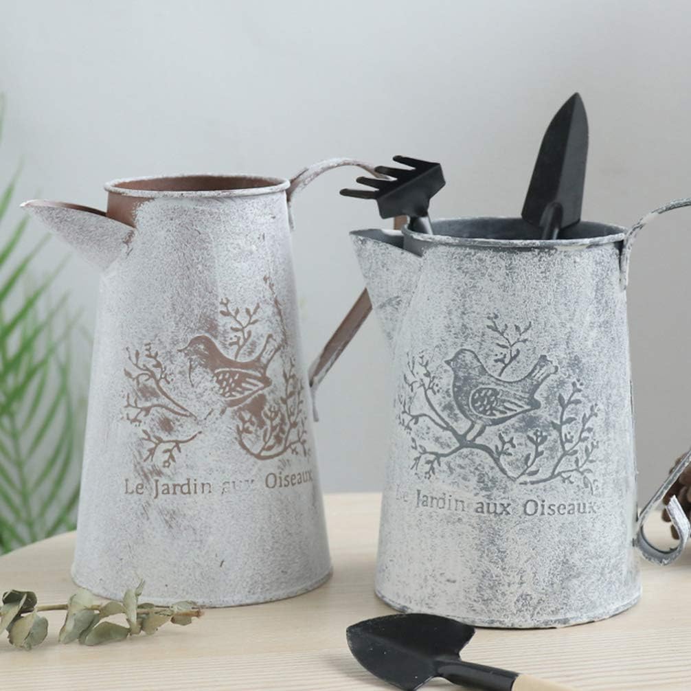 GANAZONO Shabby Chic Metal Vase Pitcher Watering Can