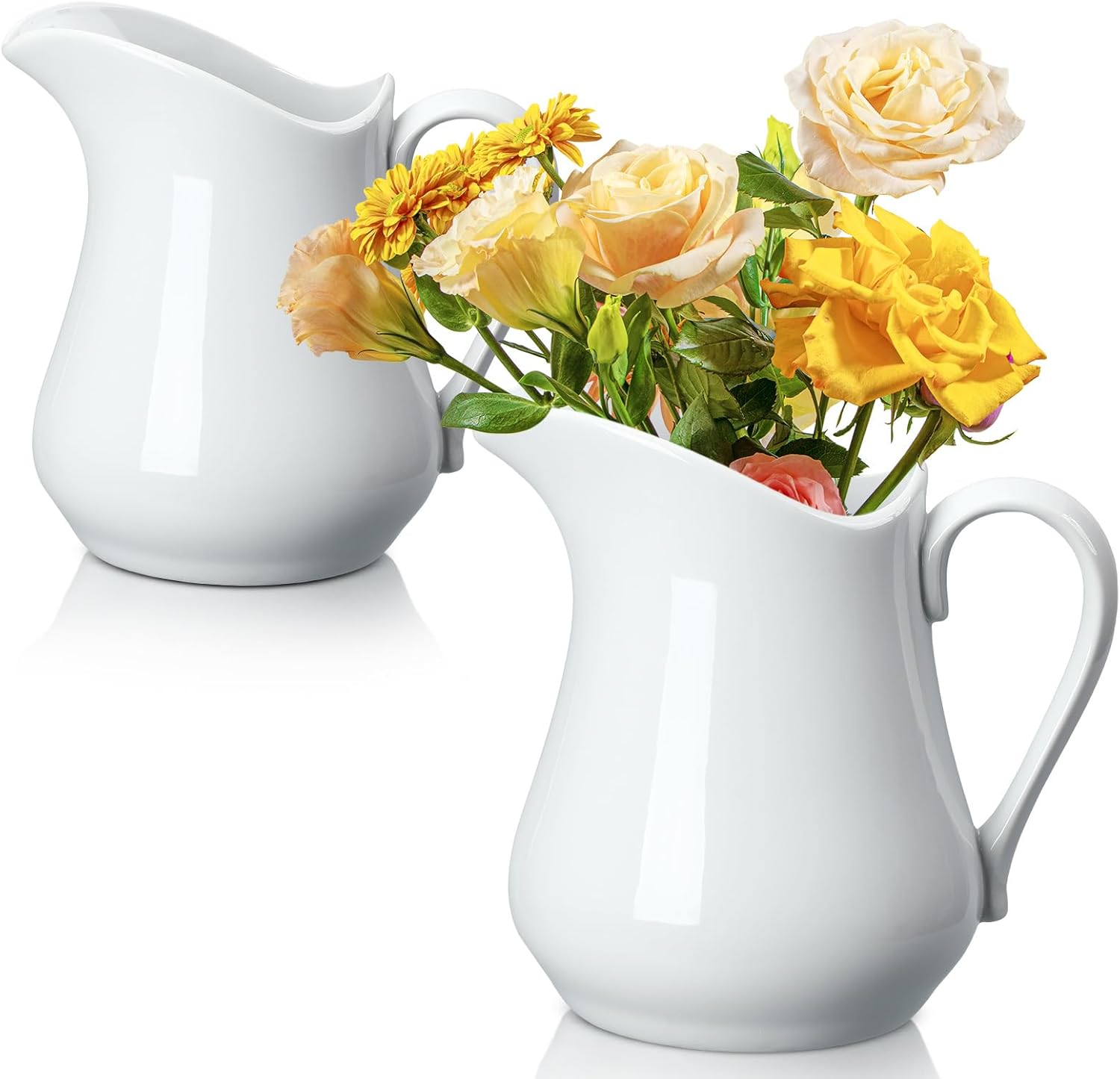 Domensi 2 Pcs 34oz White Ceramic Pitcher Vase