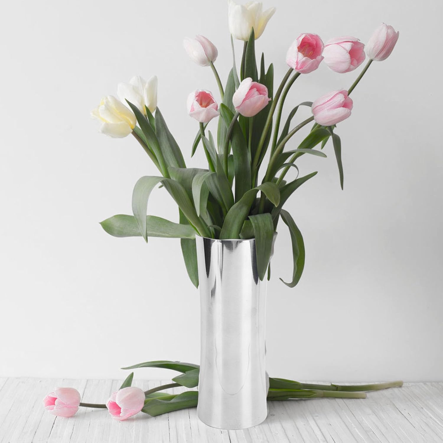 Tall 304 Stainless Steel Silver Waist Shaped Flower Vase