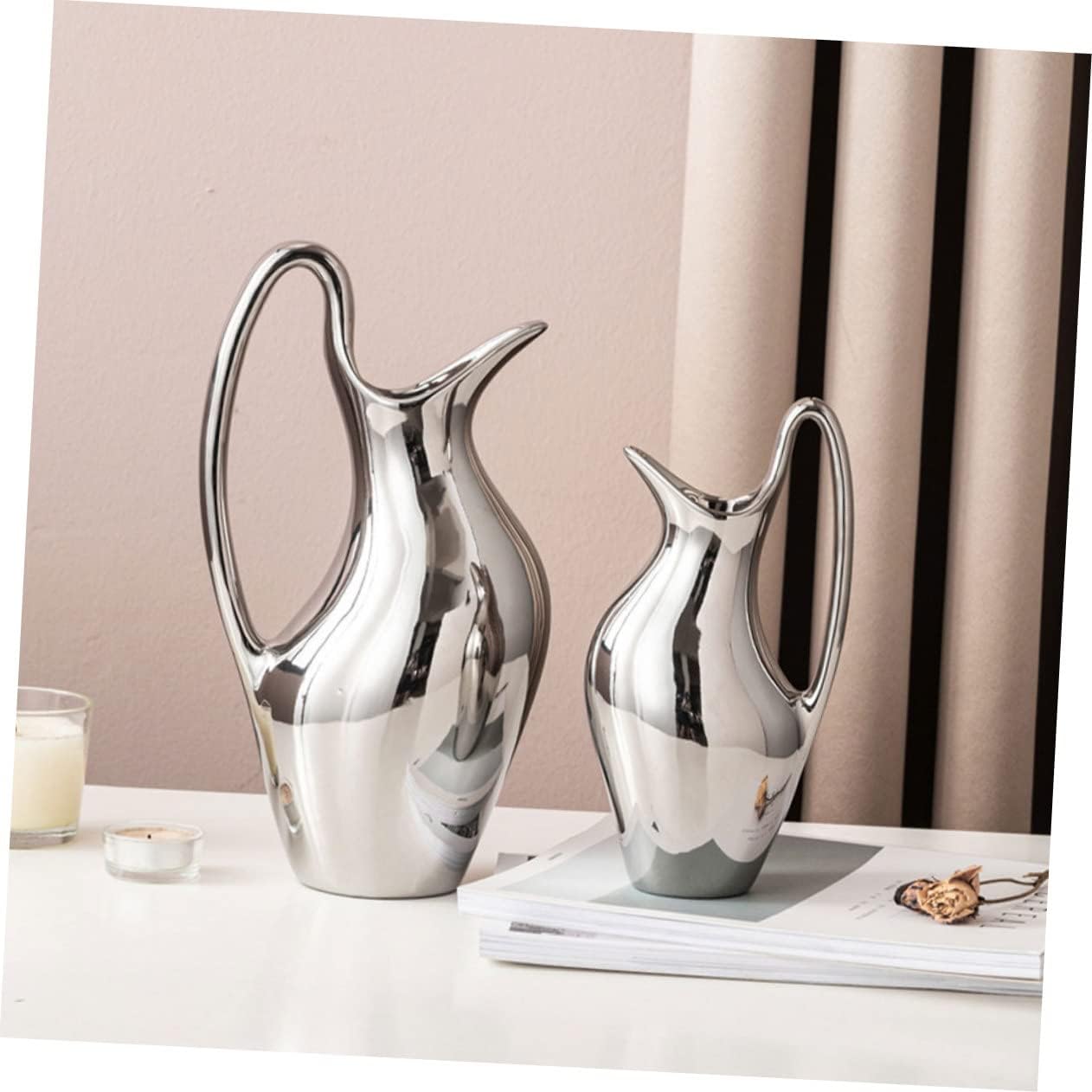 IMIKEYA Creative Ceramic Pitcher Flower Vase 10 Inch Farmhouse Decor