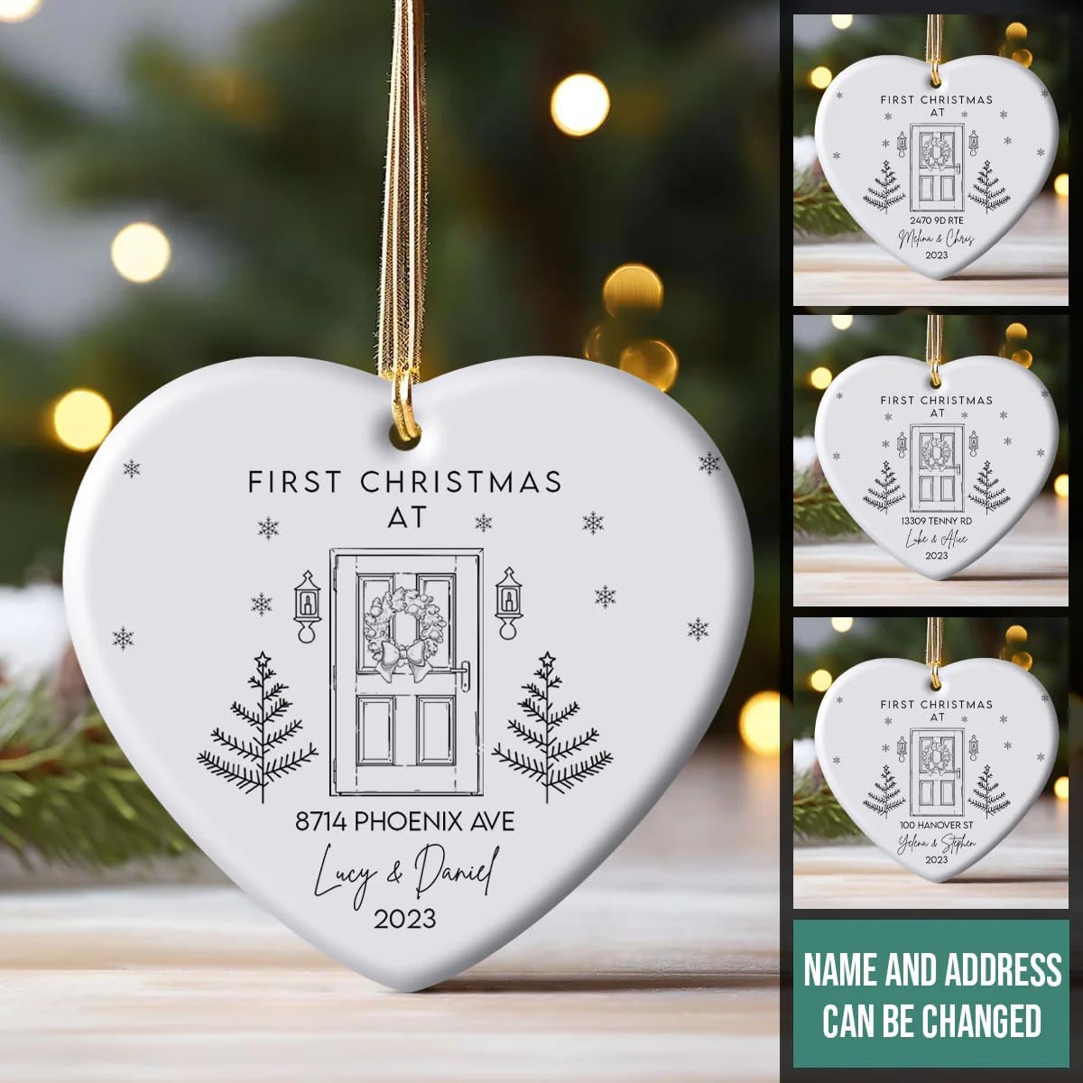 First Christmas Custom Name and Address Personalized Ornament