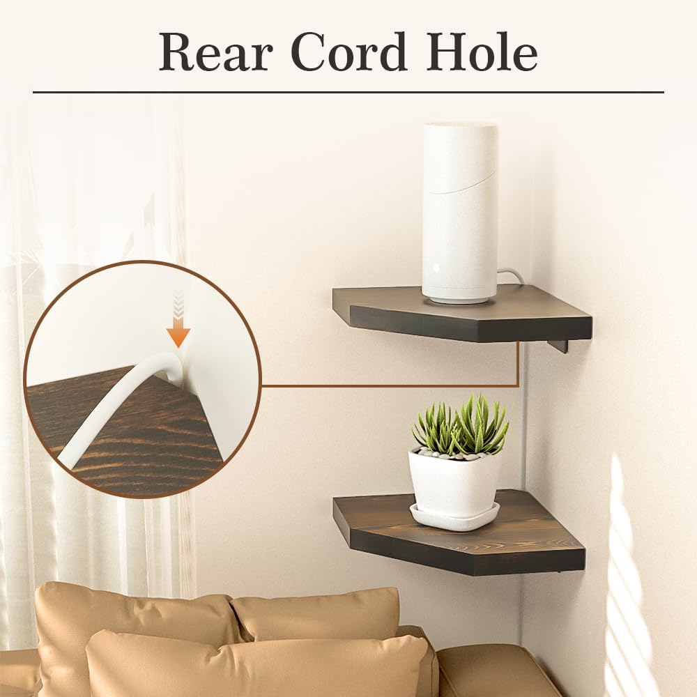 Habudda Corner Shelf Dark Walnut 100 Pine Wood