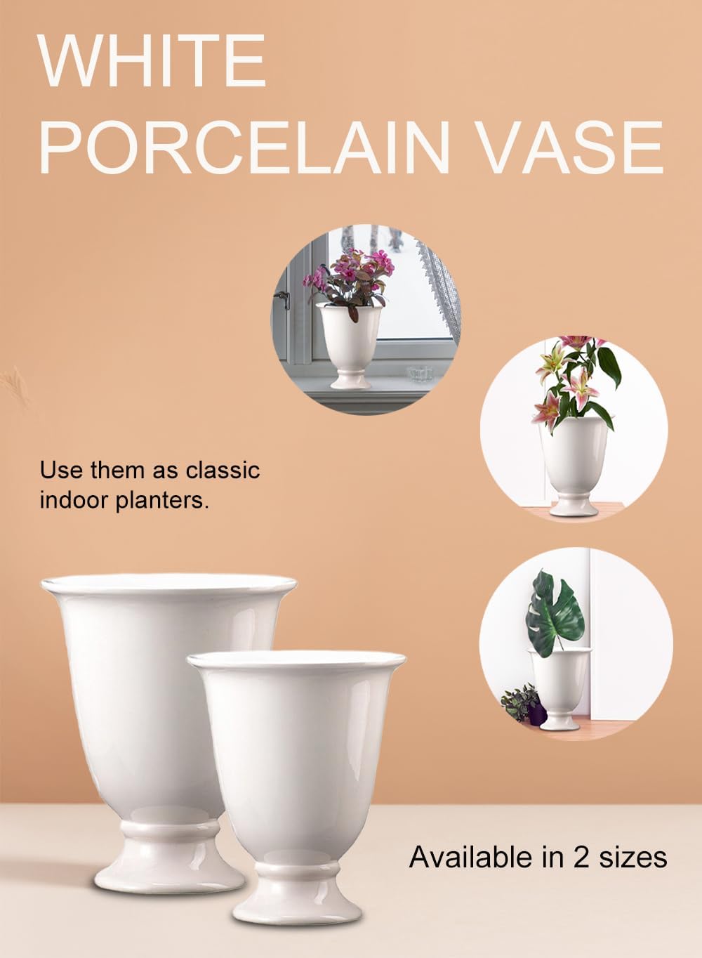 Serene Spaces Living Large White Porcelain Urn Vase