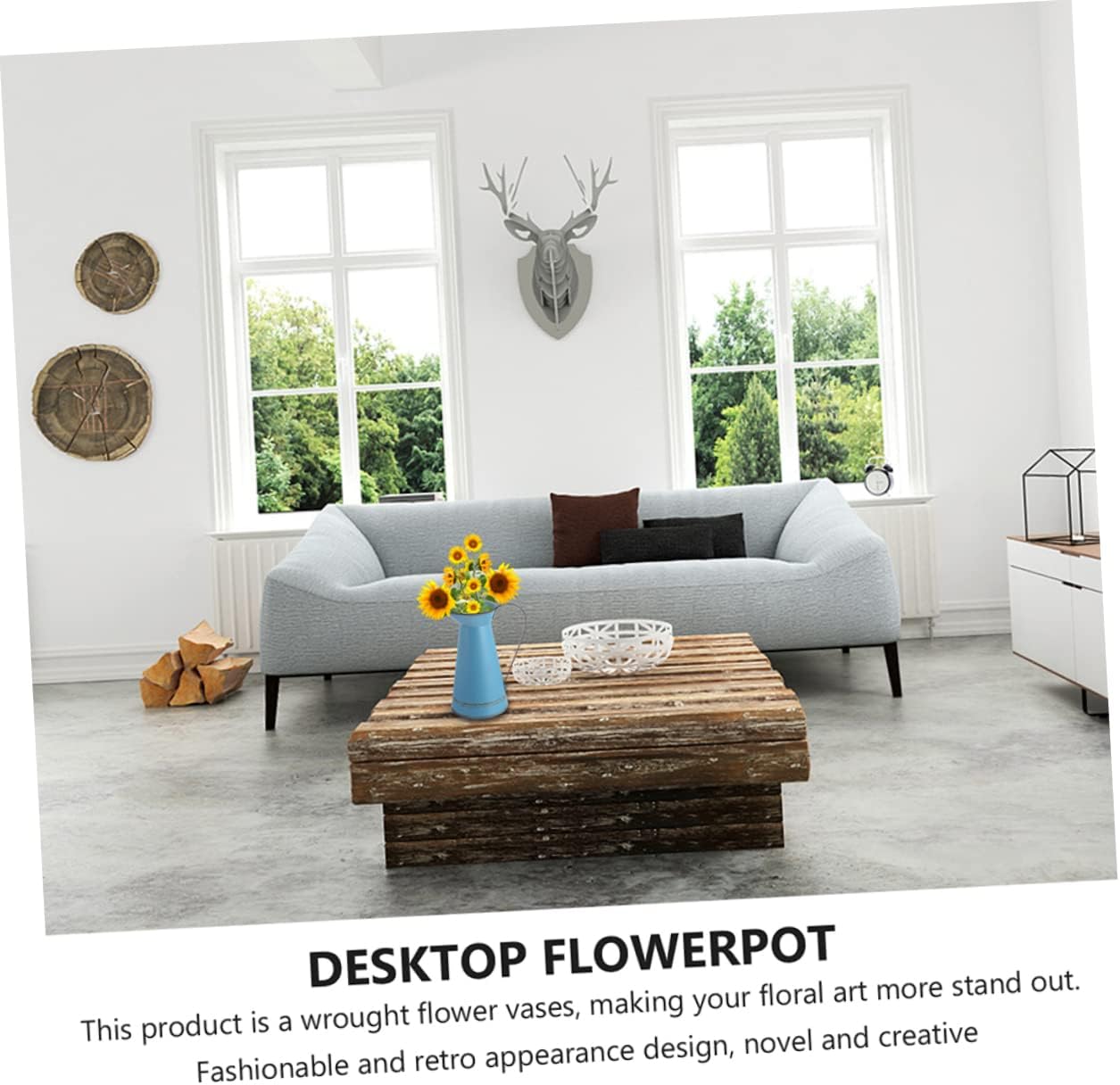 Unomor 2pcs Retro Metal Flower Vase with Bucket Pot Design