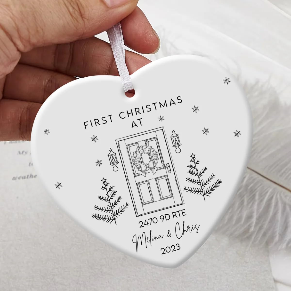 First Christmas Custom Name and Address Personalized Ornament