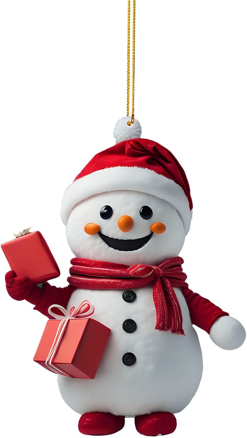 2024 Christmas Tree Hanging Decorations Snowman Cartoon Car Ornament