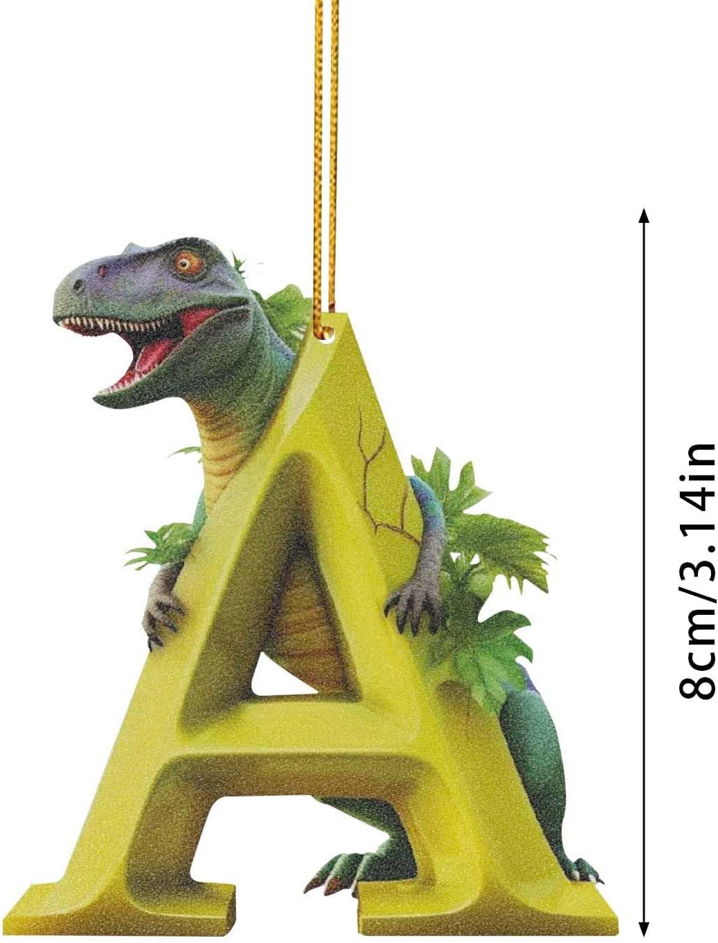 Christmas Dinosaur Alphabet Letters Hanging Ornament A-Z Decor