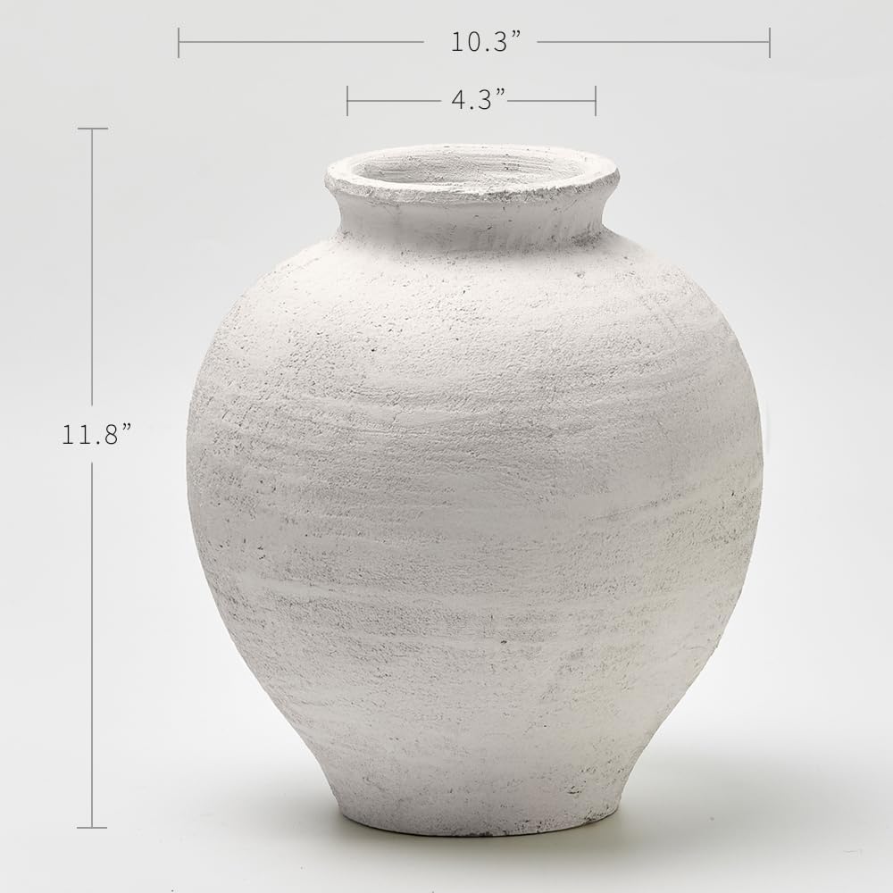 LB2 White Ceramic Large Vase 11 Inch Zen Style