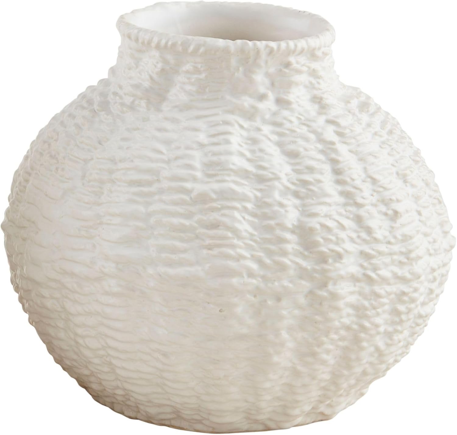 Mud Pie Woven Ceramic Round Vase Small