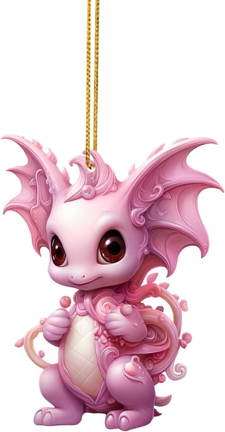 Generic Pink Dragon Christmas Tree Ornament Acrylic