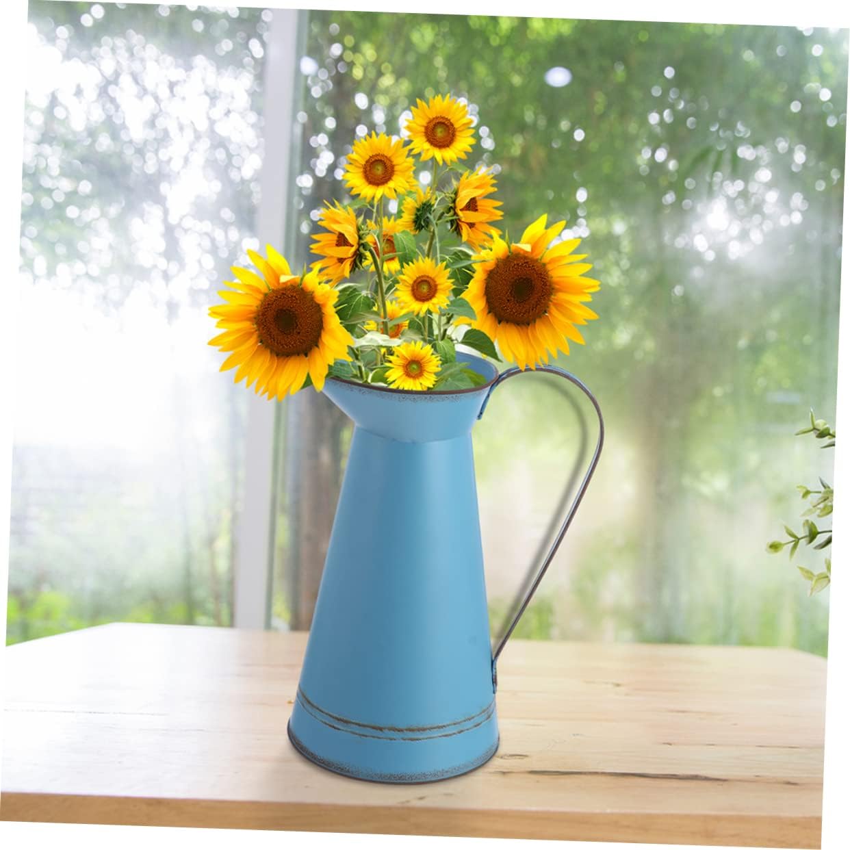 Unomor 2pcs Retro Metal Flower Vase with Bucket Pot Design