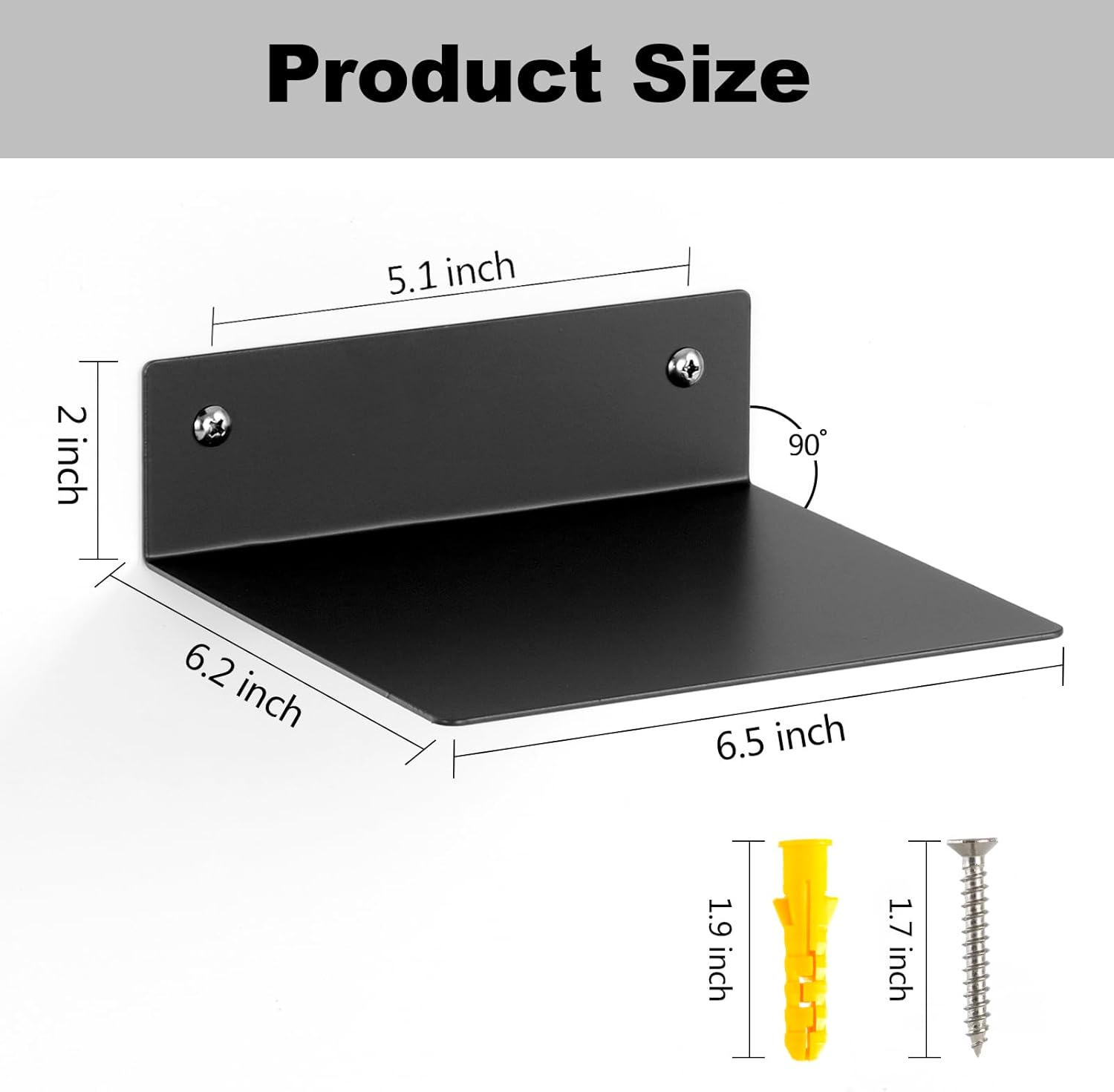 ELSKERHOME Small Floating Shelf Set of 2 Black Metal Book Shelves
