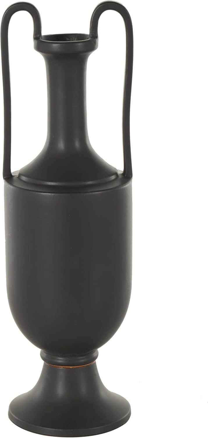 Deco 79 Matte Black Ceramic Fluted Urn Vase