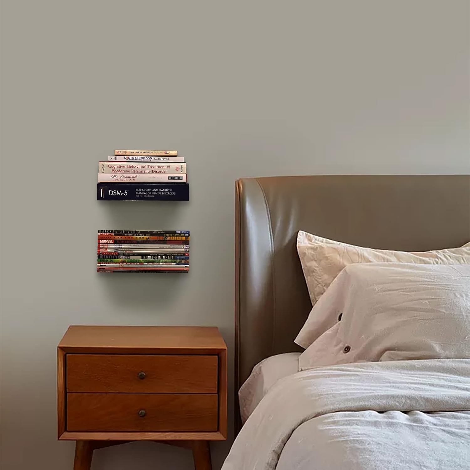 ELSKERHOME Small Floating Shelf Set of 2 Black Metal Book Shelves