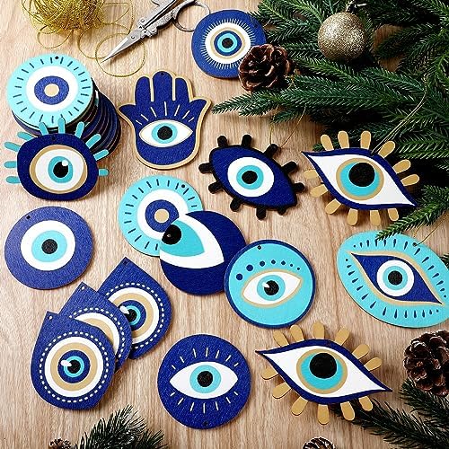 Leinuosen 36pcs Blue Evil Eye Hanging Ornaments for Christmas Tree