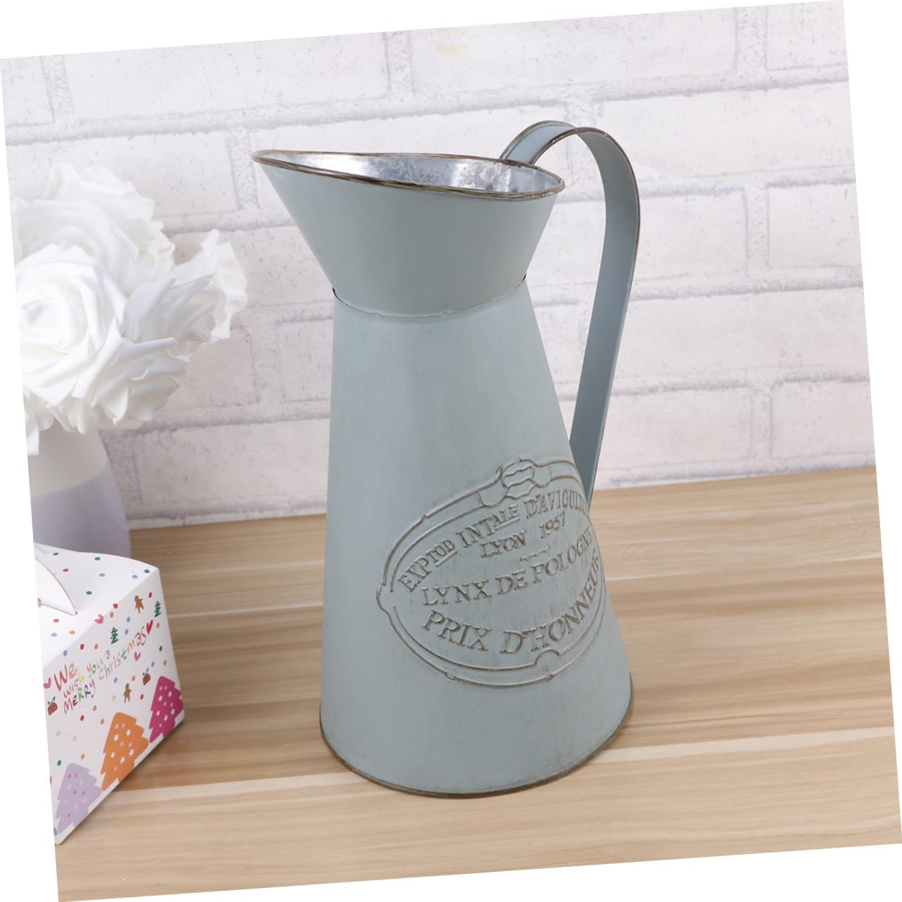 Rustic Metal Pitcher Vase Decor for Home Wedding Events