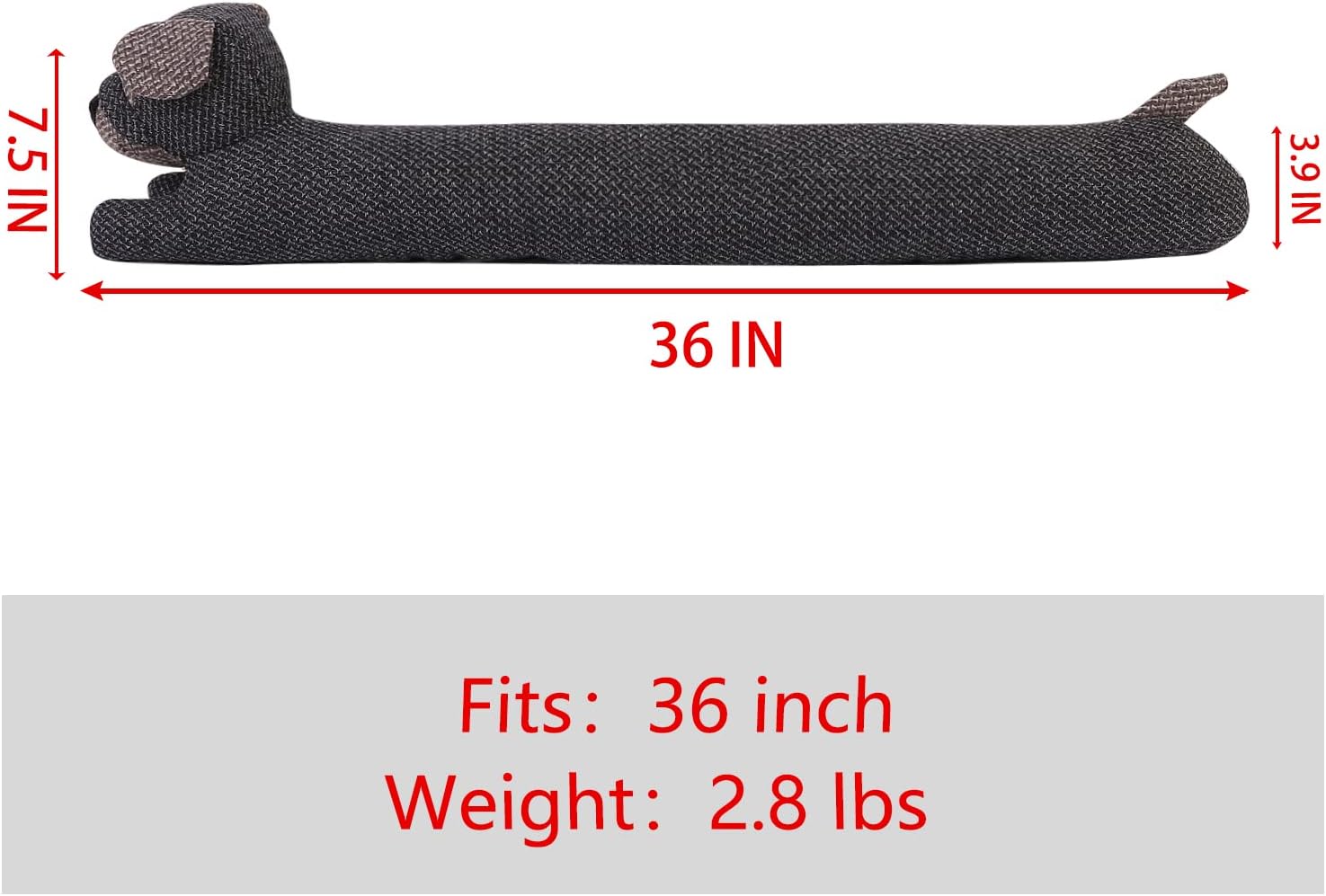 Cute Dog Door Stopper 34 Inches Dark Grey Heavy Duty