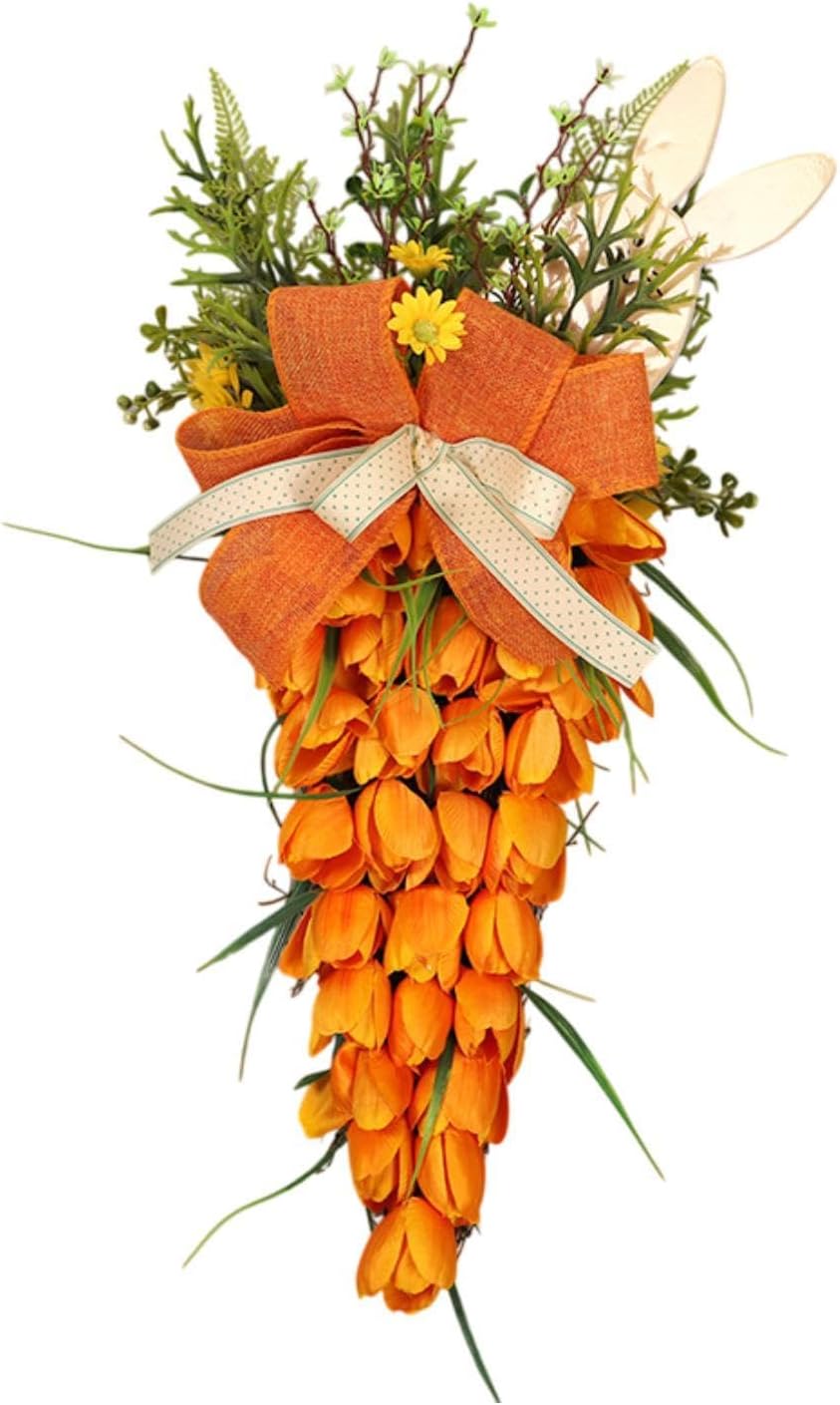 Easter Tulip Swag Decor with Bunny Handmade Wreath