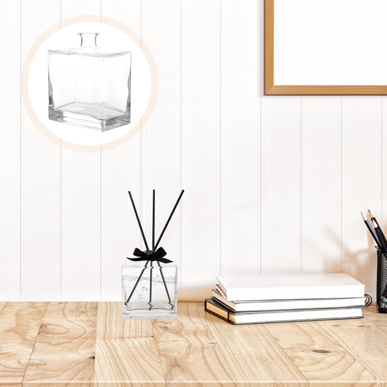 Square Flat Glass Aromatherapy Vase for Home Decor