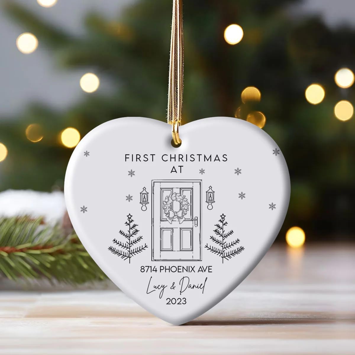 First Christmas Custom Name and Address Personalized Ornament