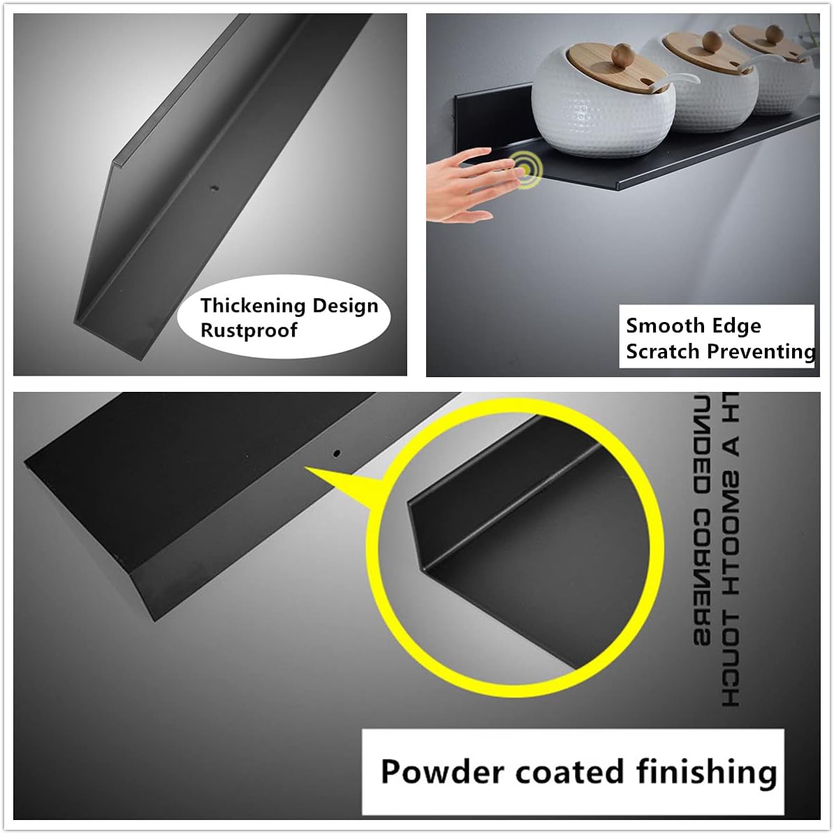 Z Metnal Floating Wall Shelves 20 Inch 2 Pack Matt Black