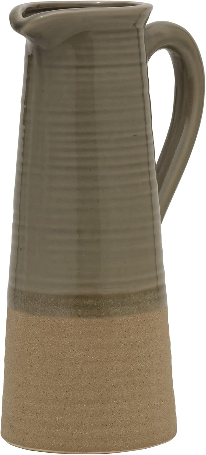 Elements Ceramic Pitcher Vase Sage Green 15 Inch