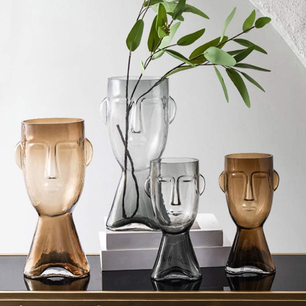 Floral Vase Glass Decorative Large Head Planter Urn