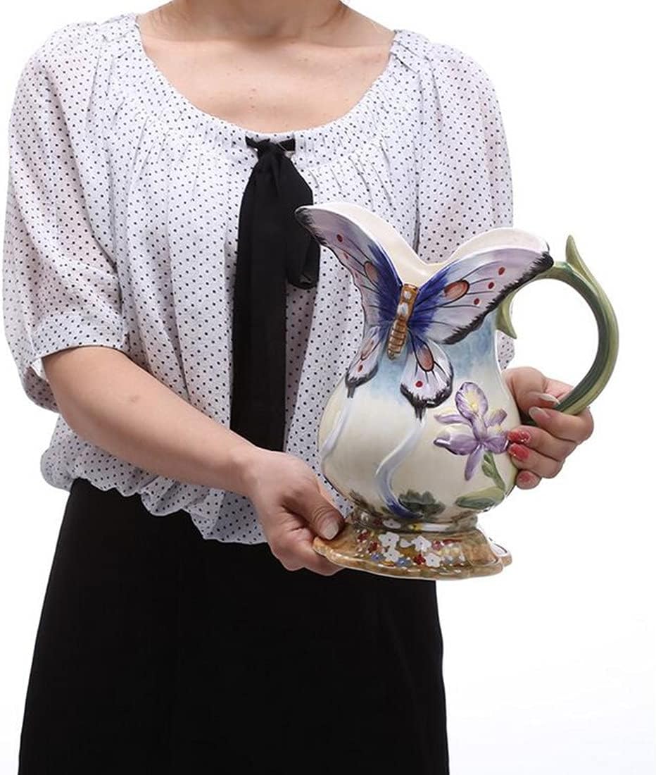 Large Ceramic Water Pitcher Flower Vase 9 Inches