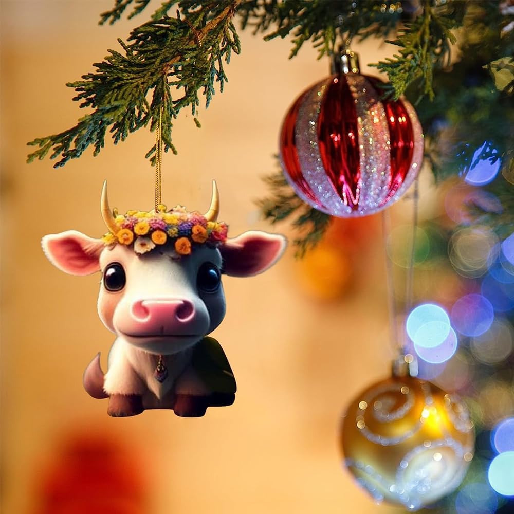 Cute Cartoon Cow Hanging Ornament for Home and Car
