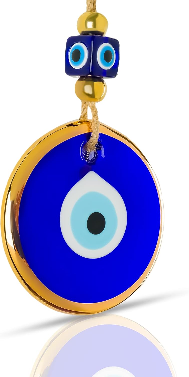 BCS Blue Evil Eye Wall Decor with Gold Border