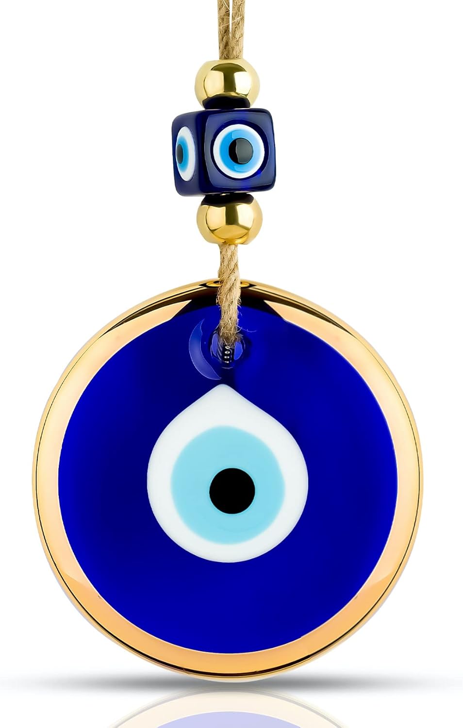 BCS Blue Evil Eye Wall Decor with Gold Border