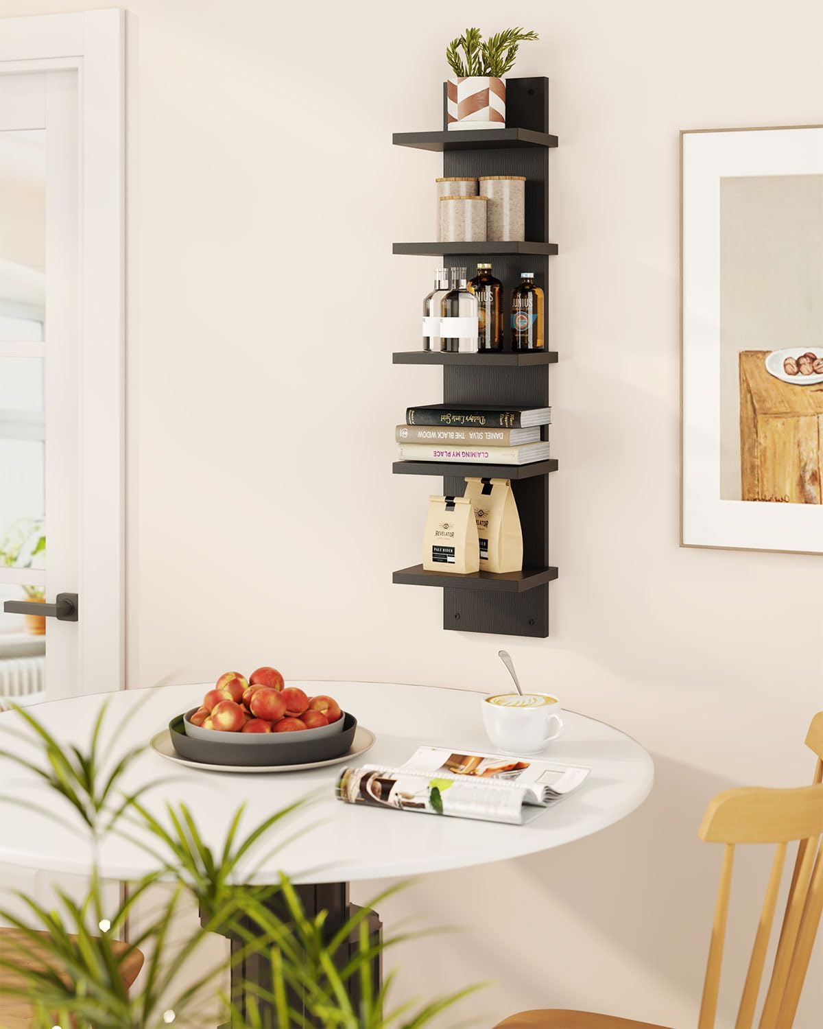 IBUYKE 5 Tier Wall Shelving Unit Black Vertical Storage Shelf
