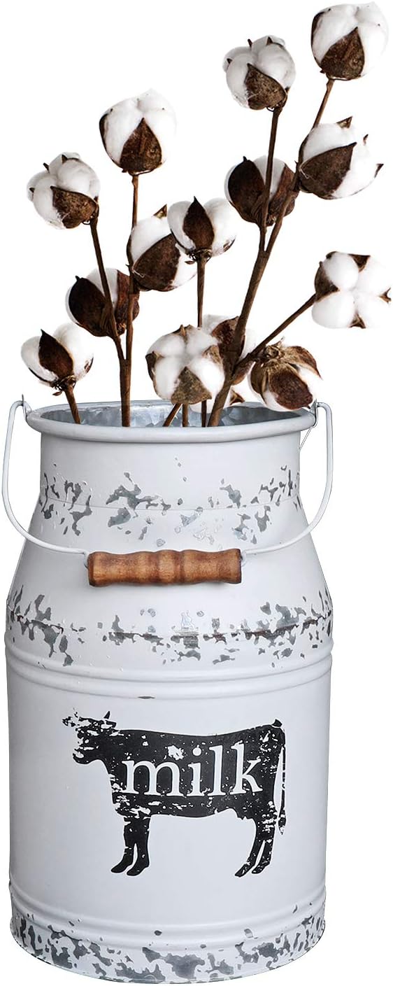 MISIXILE 11 Inch Galvanized Cow Milk Can Vase