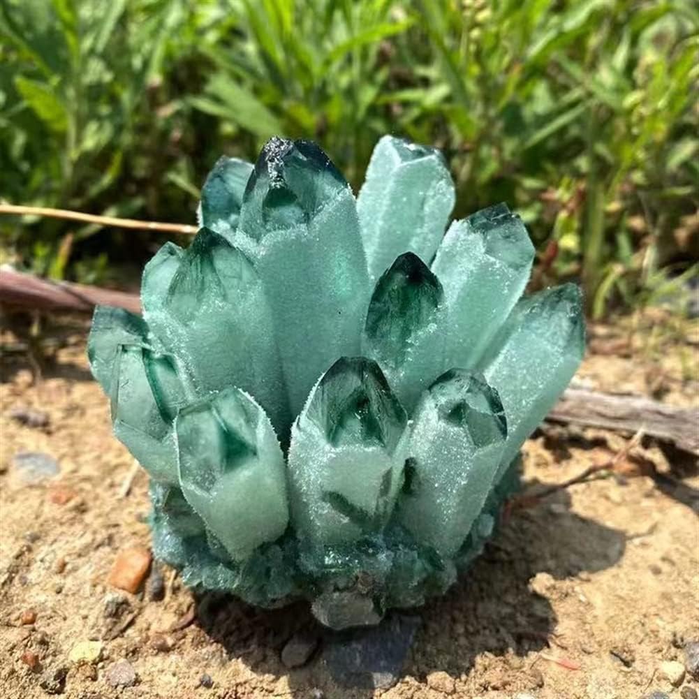 PEKMAR Green Ghost Phantom Quartz Crystal Cluster Home Decor