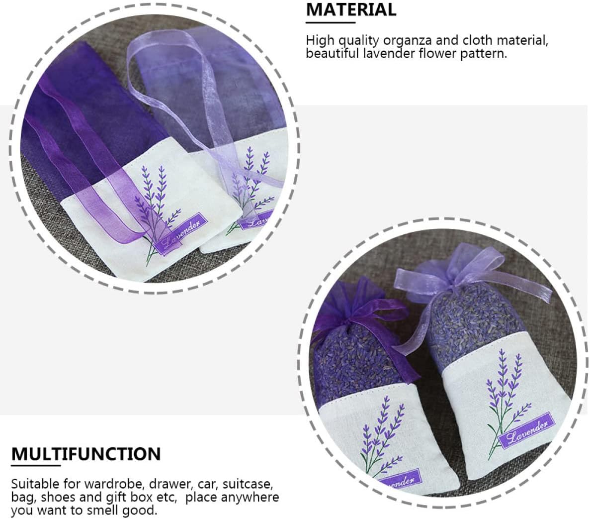COHEALI 22Pcs Lavender Sachet Bags Empty Organza Pouches with Ribbon