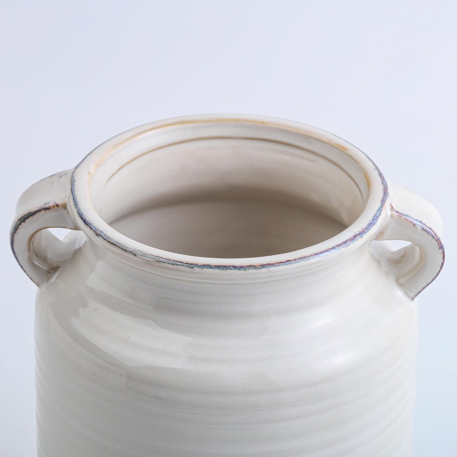 Ceramic Rustic White Flower Vase for Home Decor