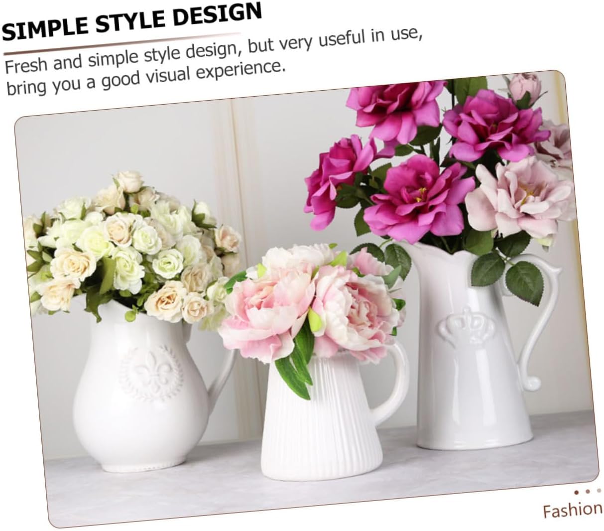 BESTYASH White Ceramic Flower Vase Simple Decorative Design