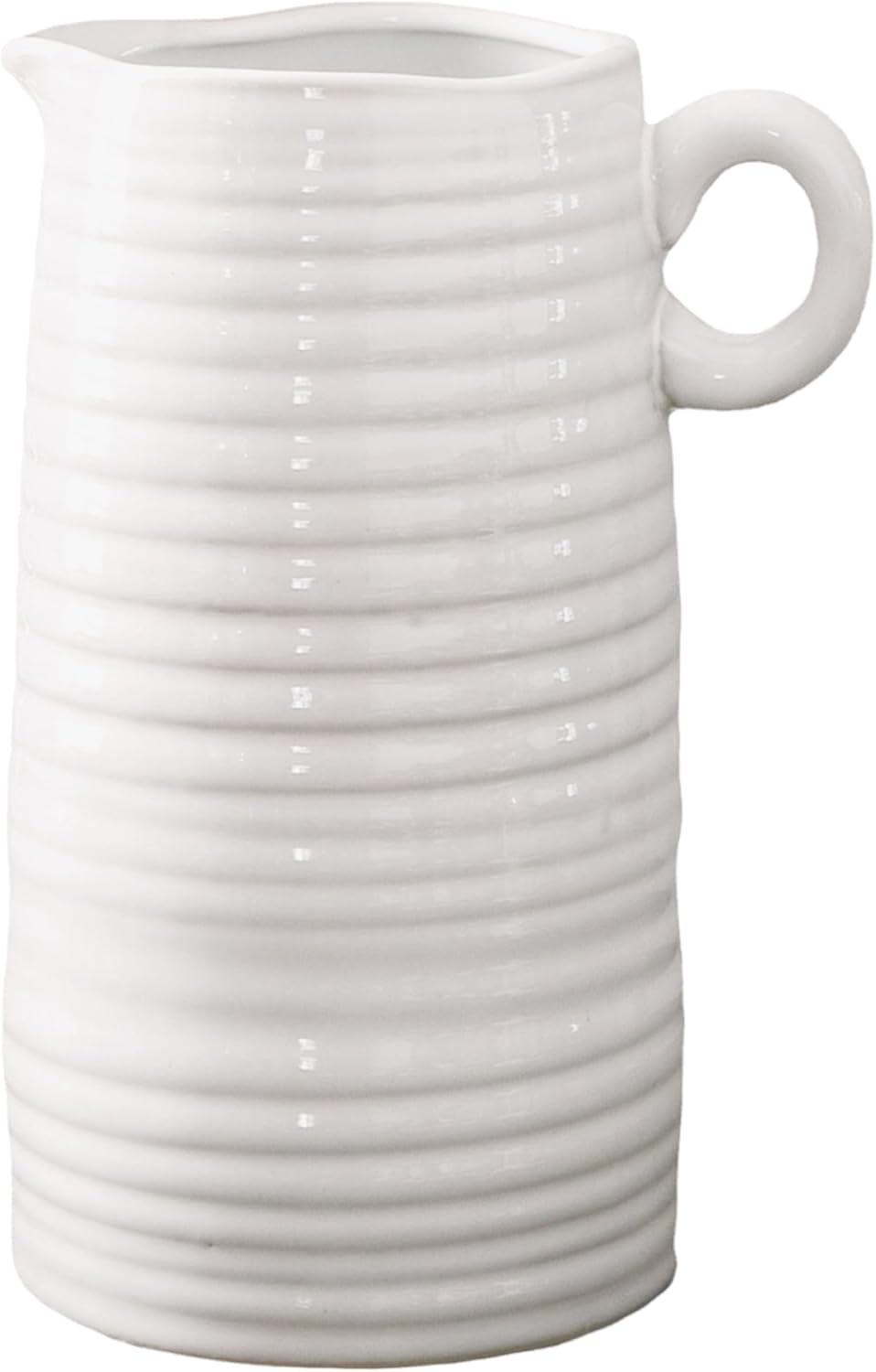 White Ceramic Vase 8 Inch Tall Modern Farmhouse Decor 1