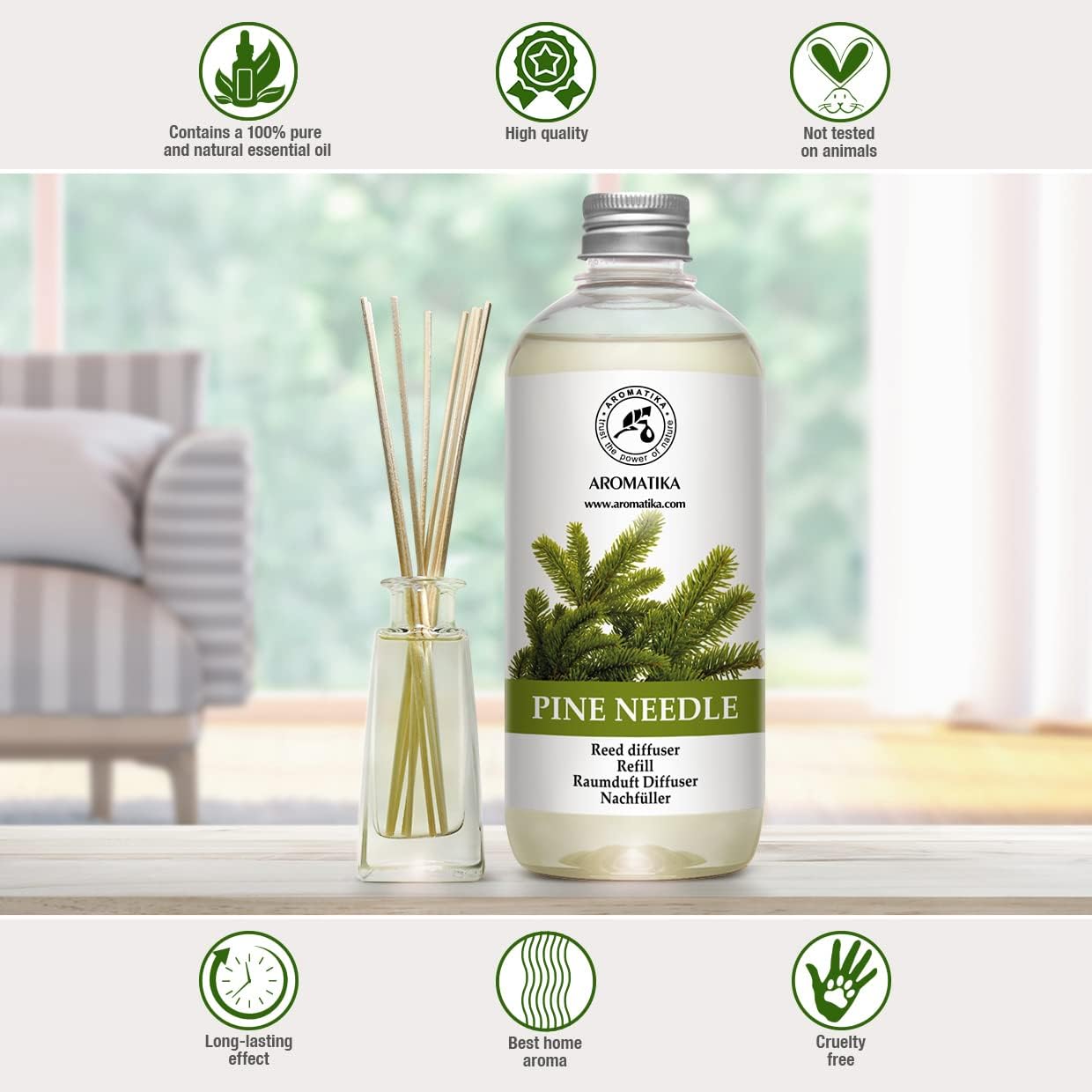 Pine Diffuser Refill 17 Fl Oz - Natural Essential Oil for Fresh Aroma