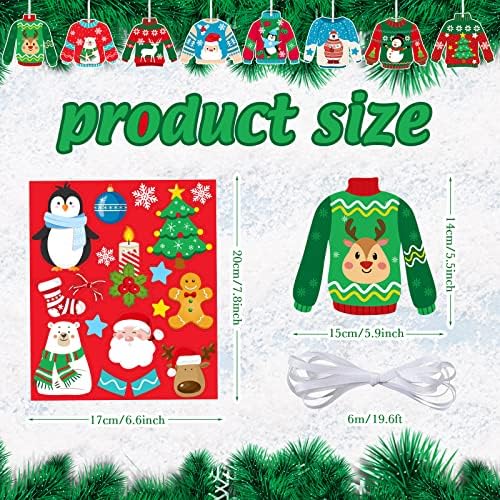 Funrous 24 Pcs Christmas Ugly Sweater DIY Ornaments Kit