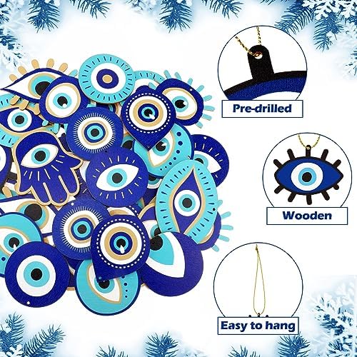 Leinuosen 36pcs Blue Evil Eye Hanging Ornaments for Christmas Tree