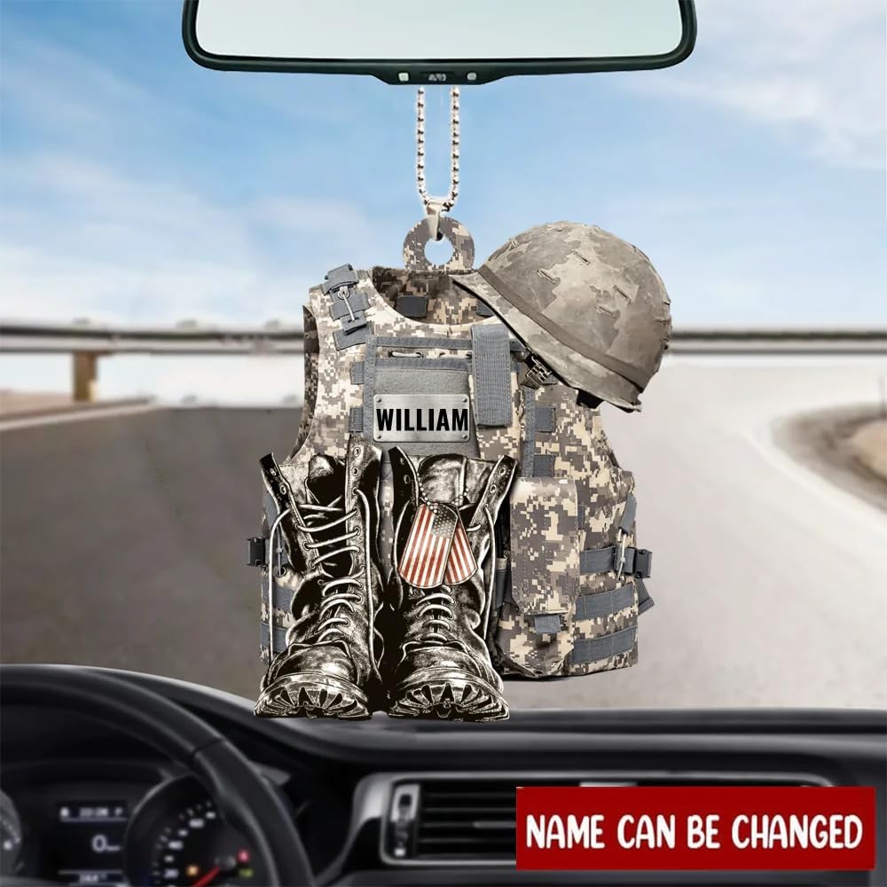 Personalized Flat Acrylic Military Boot Ornament