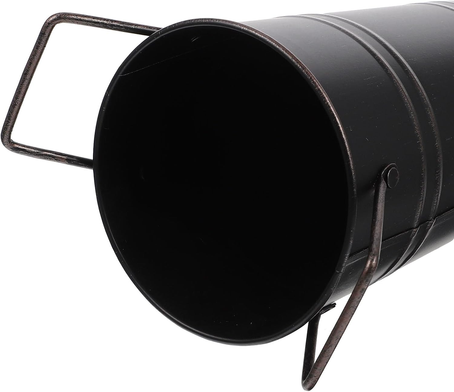 Beavorty Metal Flower Vase Bucket Rustic Decorative Planter Black