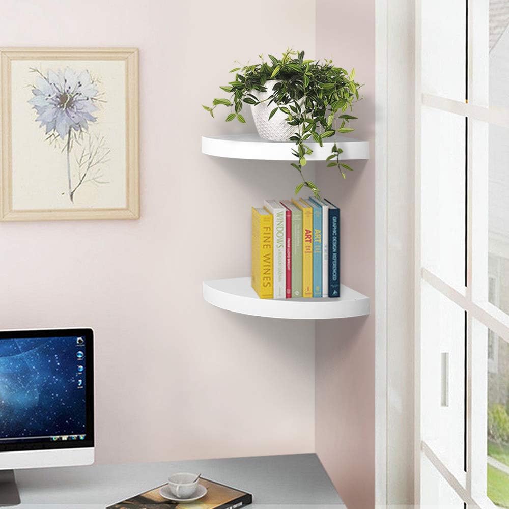 Ahdecor White Corner Shelves Set of 2