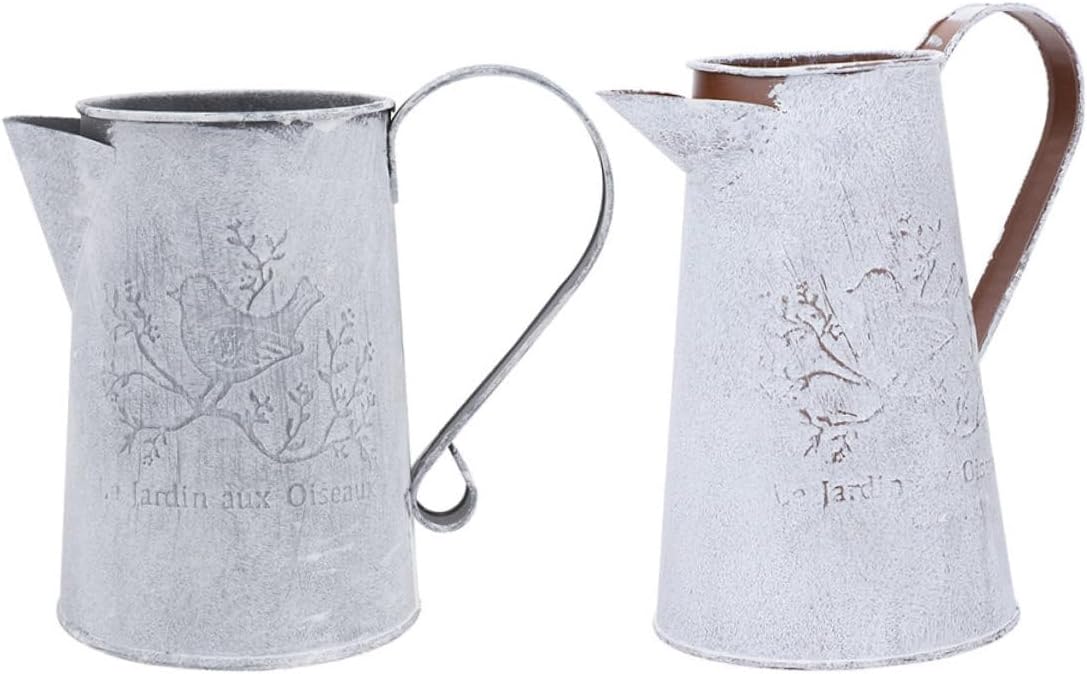 SUPVOX 2pcs Retro Iron Flower Buckets for Home Decor