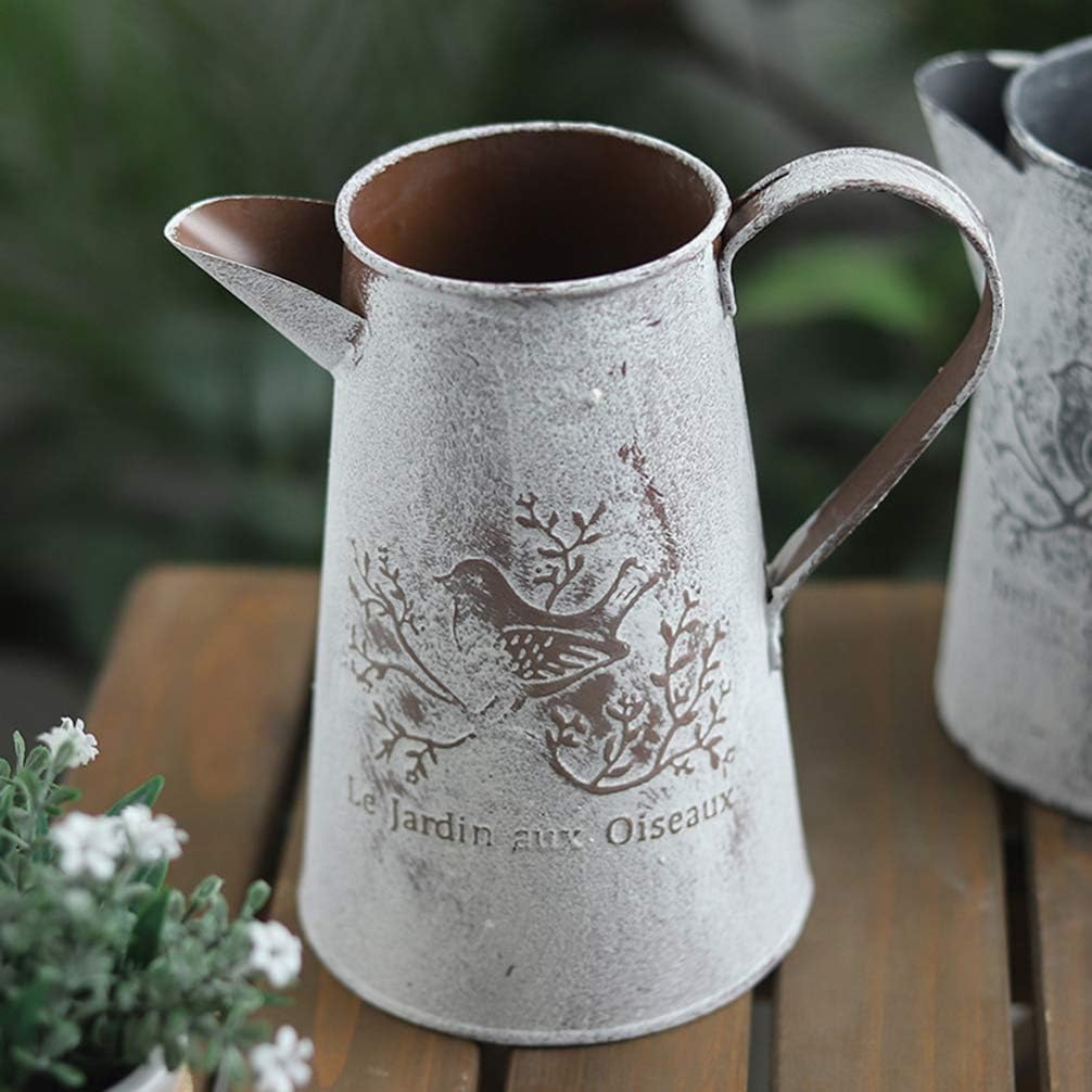 GANAZONO Shabby Chic Metal Vase Pitcher Watering Can