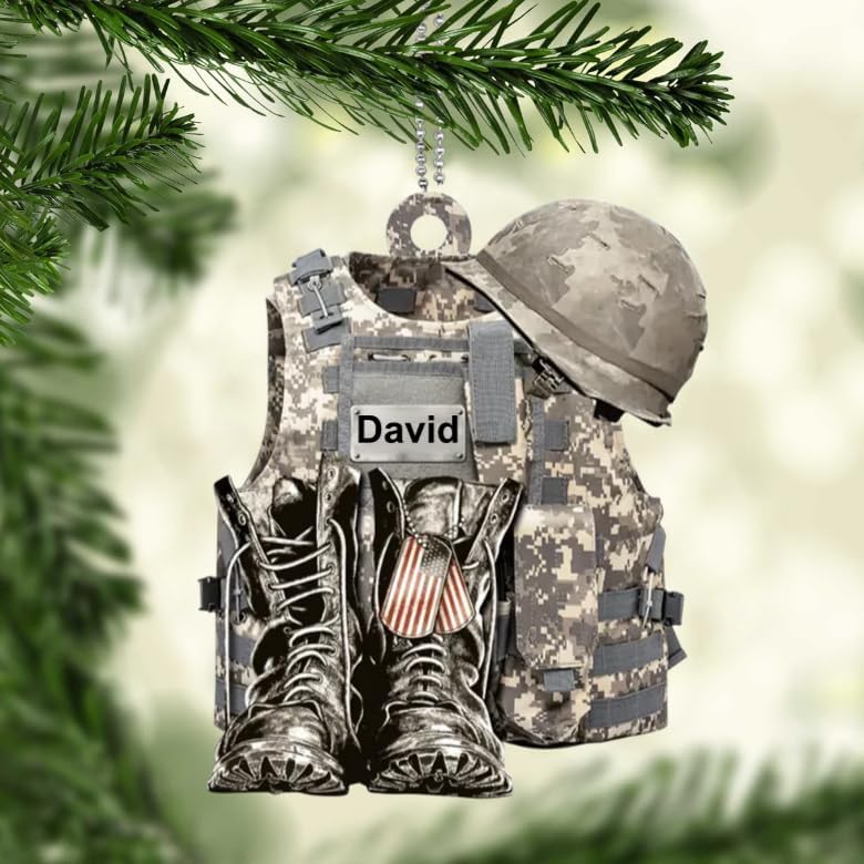 Personalized Flat Acrylic Military Boot Ornament
