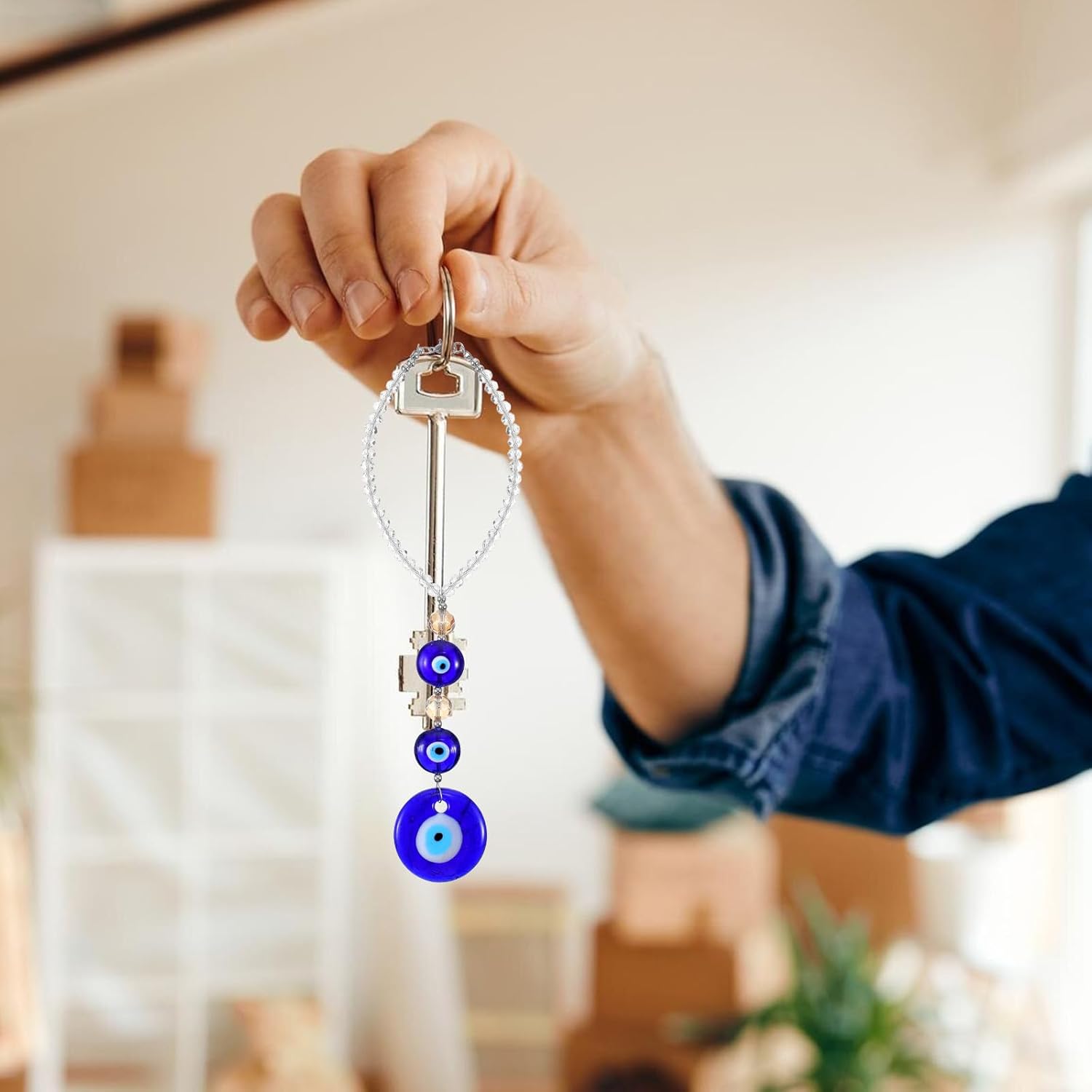 Evil Eye Car Charm Hanging Ornament Blue Round Shape