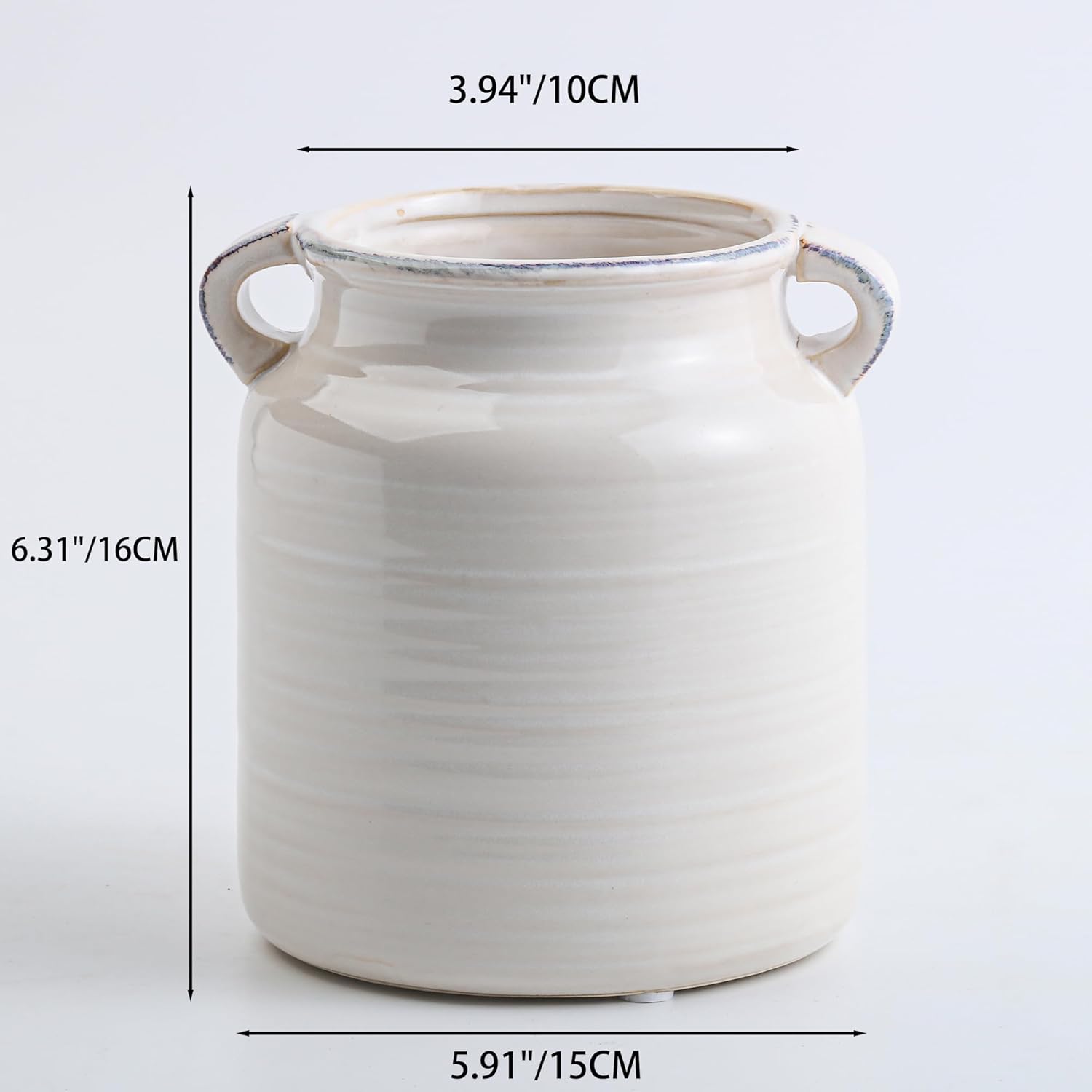 Ceramic Rustic White Flower Vase for Home Decor