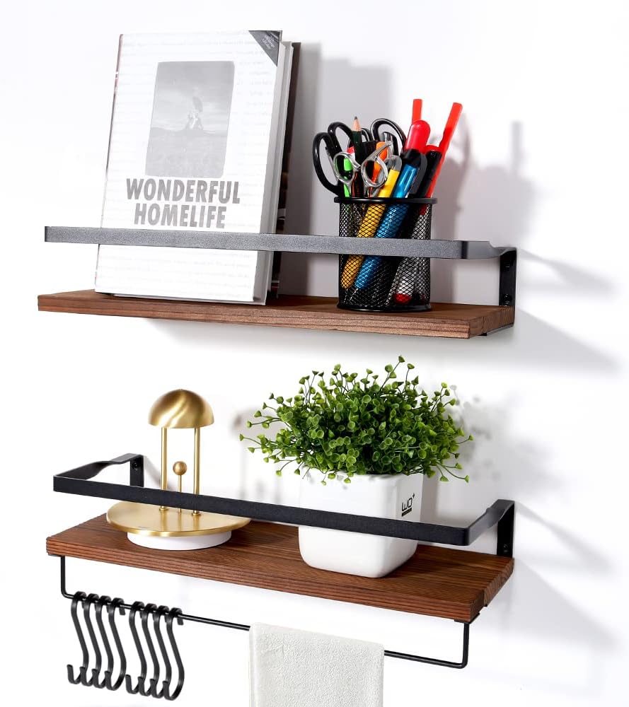 Uten Floating Shelves 8 Hooks Towel Holder